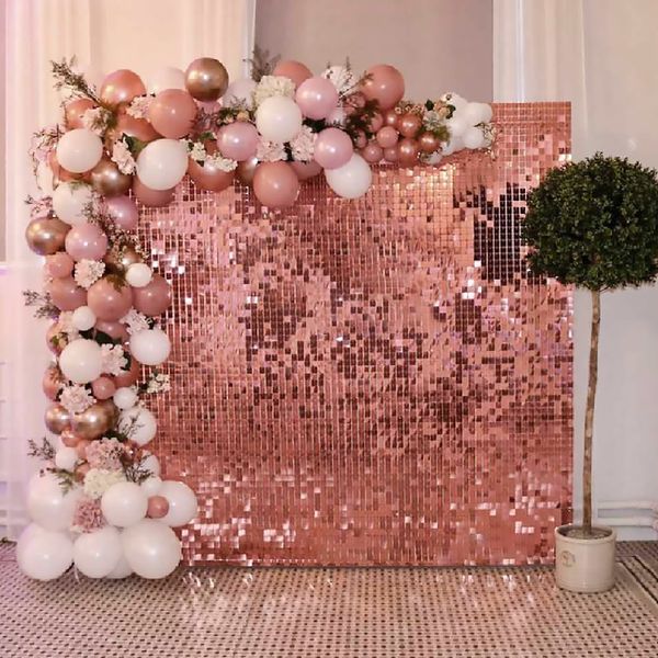 

rose gold rain curtain background cloth birthday party decor shimmer wall backdrop wedding party decor sequin wall background