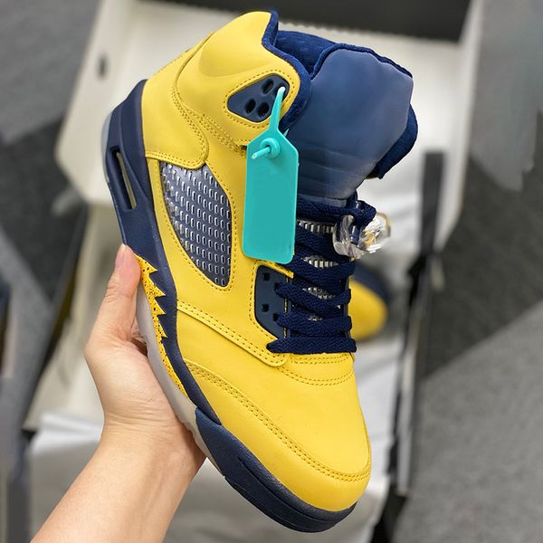 

brand shoes jumpman 5 basketball black-yellow 5s designer sport running shoe