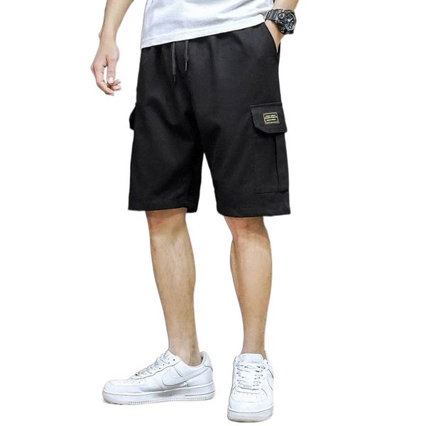

99% cotton 2022 summer casual shorts men's loose five pants japanese straight tooling fashion men's shorts v6b0#, White;black
