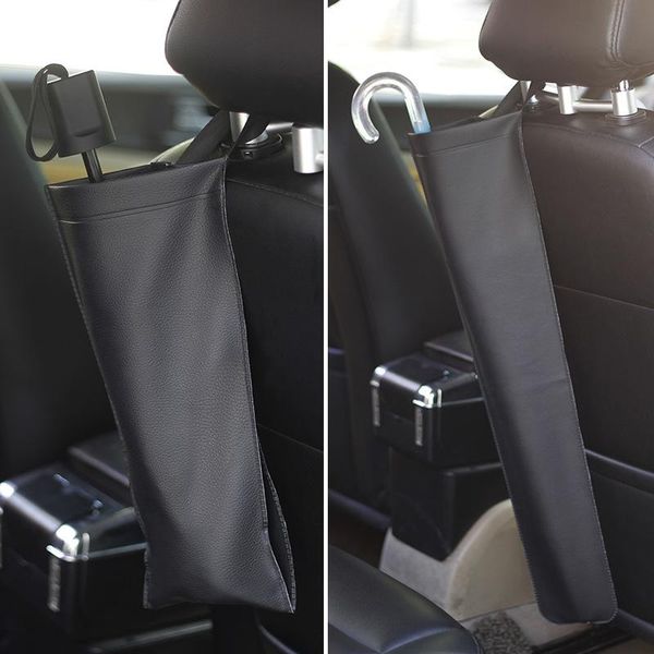 Auto Organizer Universal Kunstleder Sitzlehne Regenschirm Aufbewahrungstasche Halter Auto Aufräumen Zubehör Schwarz Wasserdichte TascheAuto