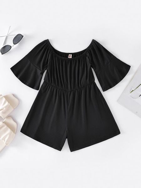 

toddler girls bardot flounce sleeve romper she, Blue