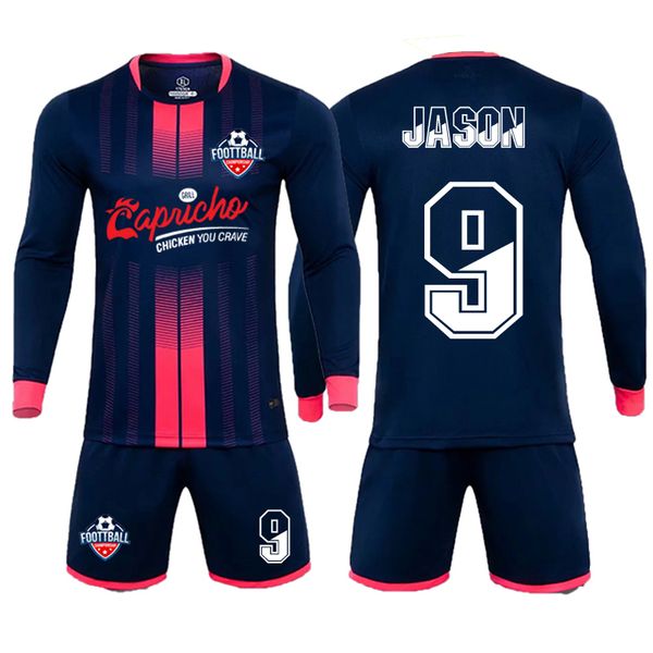 

custom football jersey men boys soccer clothes set long short sleeve football uniform goalkeeper sport suit kids tracksuit 220615, Gray