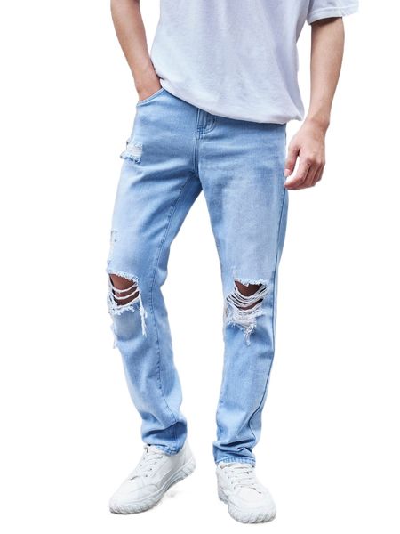 

men ripped washed jeans q4hx#, Blue