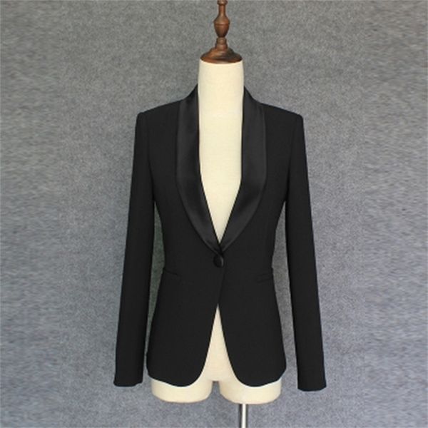 

new fashion designer jacket womens single button shawl collar blazer outer y201026, White;black