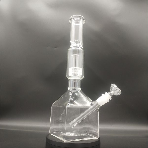 14 polegadas Hookah Bong Vidro Dab Rig Limpar Cubo Puro Cubo Pura Base Bongo Tubos De Fumaça 14mm Junta Feminina