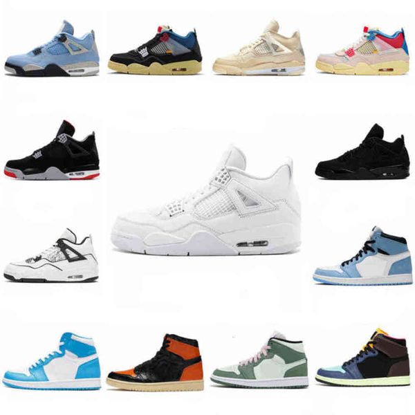 

2021 new oreo university blue 4 4s fire red mens basketball shoes 1 1s sail black cat guava ice noir hyper royal lucky green obsidian unc hm