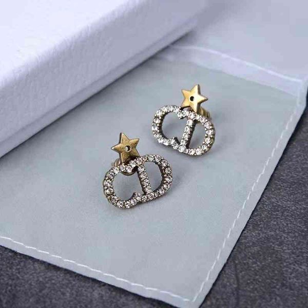 

stars full of diamond earrings women's simple old small earrings us design jewelry, Golden