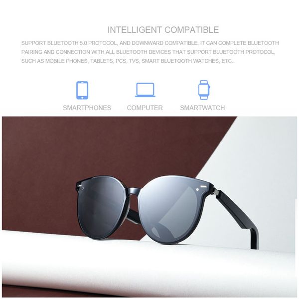 

wholesale bluetooth smart glasses sunglasses wireless open ear audio driving speaker outdoor compatible for all phones\nylon lens