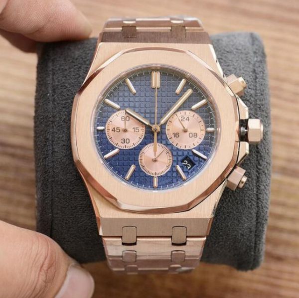 

2022 u1 grade aaa men watches 42mm multi-function dial manual scanning quartz movement chronograph stainless steel making fashion men's, Slivery;brown