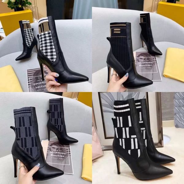 

2022 women designer boots silhouette ankle bootes black martin booties stretch high heel sock boot and flat socks sneaker winter womens shoe