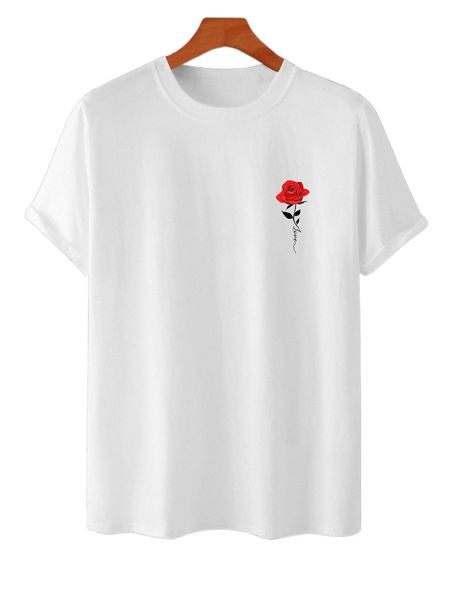 

men rose print tee 75od#, White;black