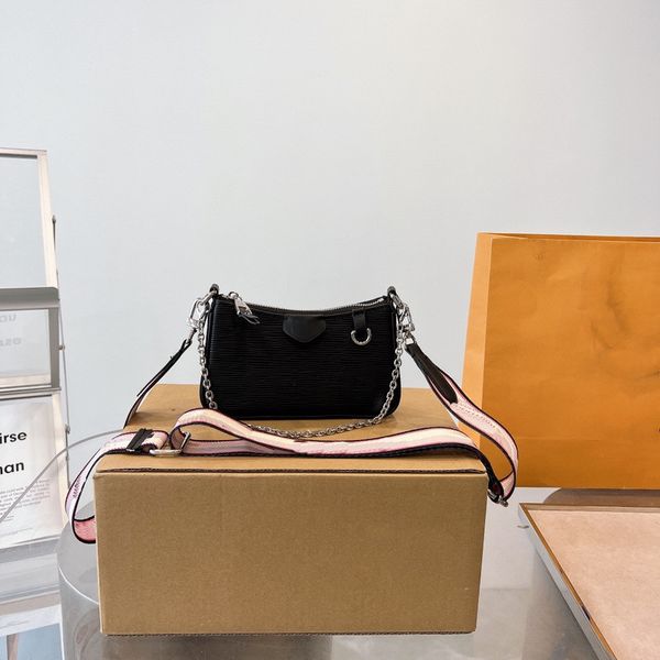 

cowhide water ripple easy pouch on strap shoulder crossbody bags with chain designer handbags lady purse women fashion messenger shopping x1