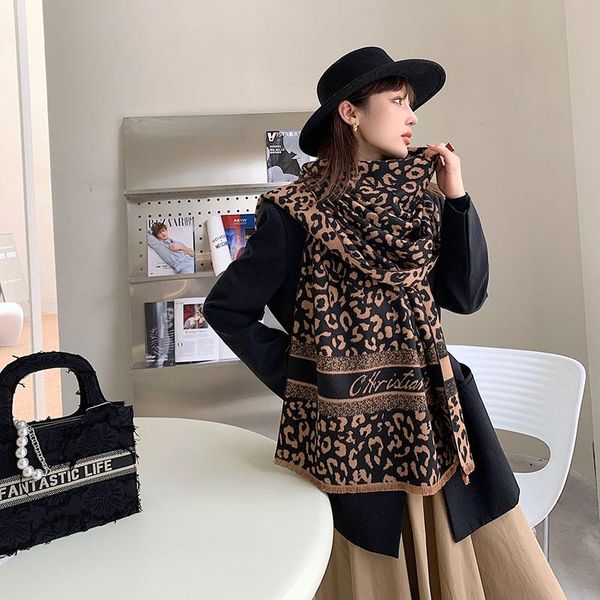 

scarves thick warm winter cashmere scarf hijab women print blanket shawl wrap foulard female pashmina 180 65cm bufanda soft echarpe 2022scar, Blue;gray