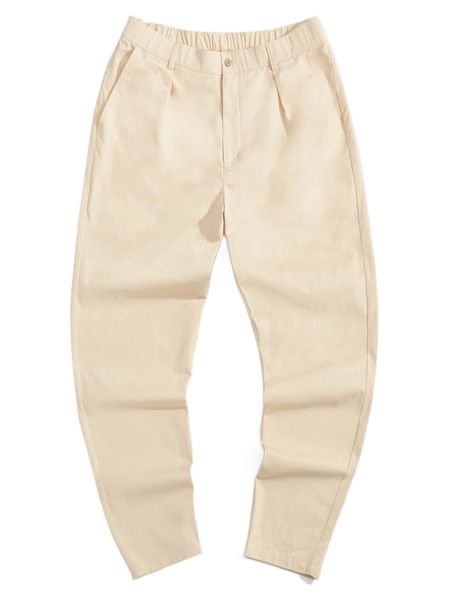 

men plicated detail tapered pants 66rw#, Black