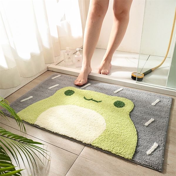 Cartoon Bath Bath Tapete de banheiro não deslizamento absorvente capacho de sapo Padrão de urso