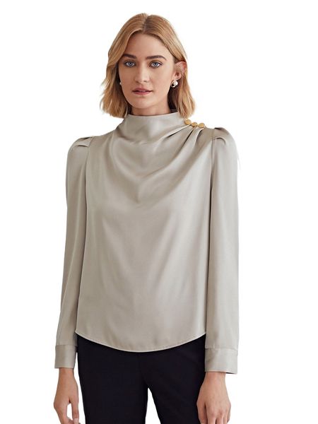 

motf premium puff sleeve draped j5x0#, White