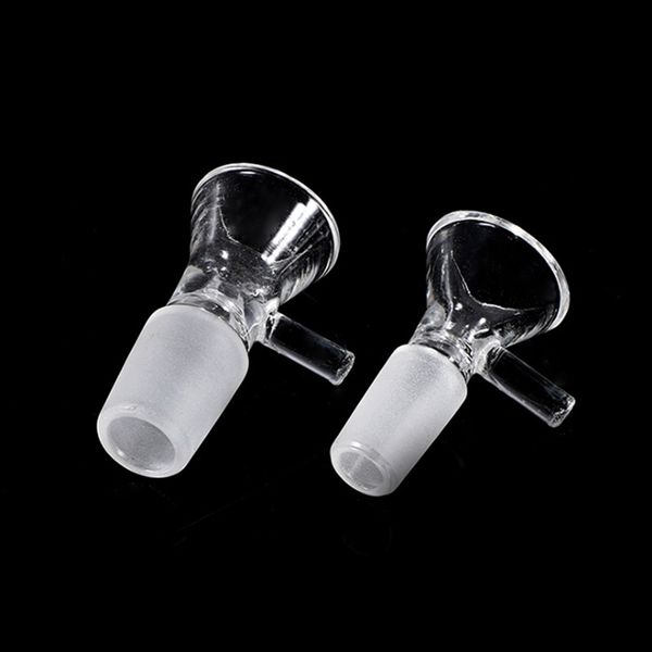 14mm 18mm männliche Kräuter-trockene Glasschale Wasserpfeifen Bong Zubehör klar mit kreisförmigem Griff Tabak für Wasserbongs Dab Rigs Großhandel