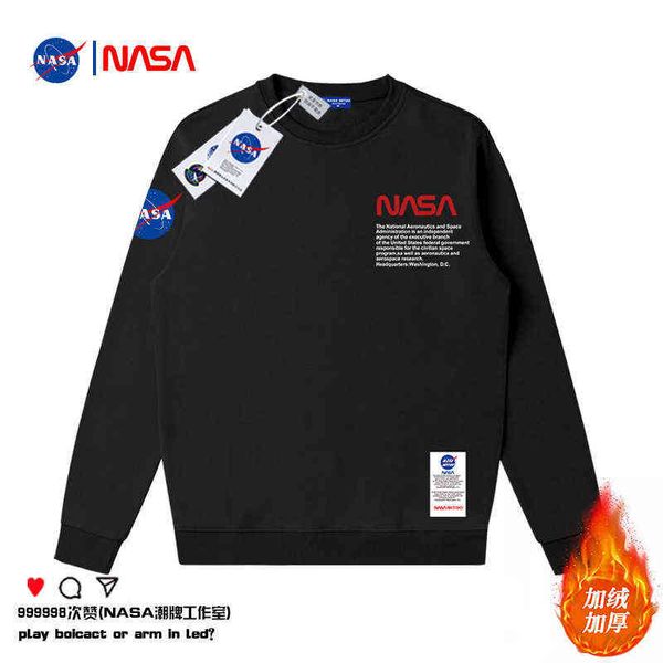 

hoodies sweatshirts designer hoodie nasa co branded sweater men's fashion ins round neck and wo new plush, Black