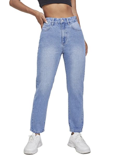 

high waisted zip fly mom fit jeans r5jr#, Blue