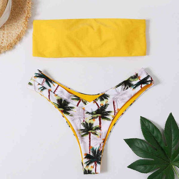 

coconut print swimsuit bikini, White;black