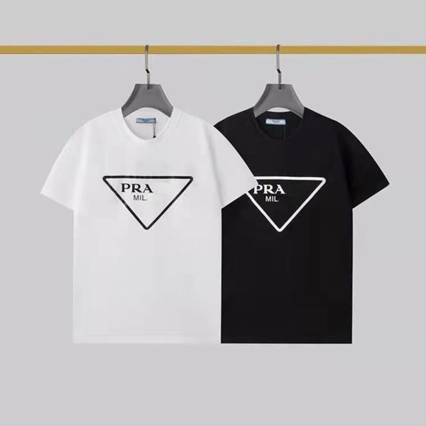 

pr designer men's t shirt classic tide brand p22ra letter print round neck short sleeve pullover loose cotton casual shirt men's w, White;black