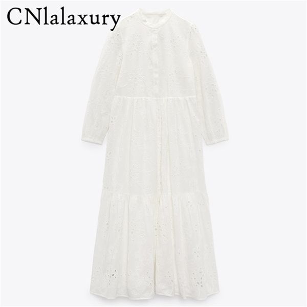 Cnlalaxury Spring Summer Женское платье с длинным рукавом повседневное винтажное