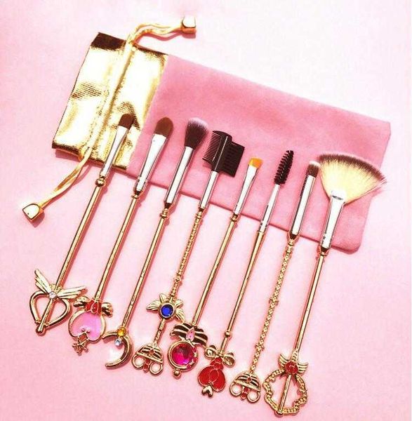

sailor moon 8pcs makeup brushes cardcaptor sakura professional makeup brushes eyeshadow foundation blush cosmetic brush set kit drop ship