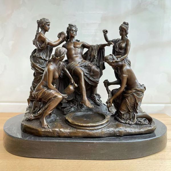 

bronze greek god apollo bathing statue antique sculpture classy detailed collectible figurine art home decor, Silver