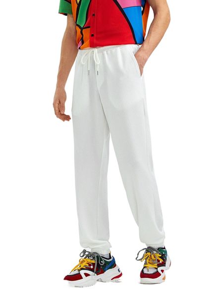 

men drawstring waist tapered pants n41g#, Black