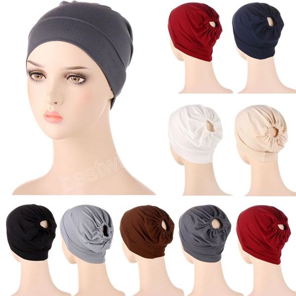 

inner hijab caps muslim stretch turban cap islamic underscarf bonnet hat solid female headband tube cap mujer turbante, Blue;gray