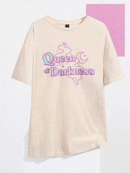 

x mystic heart letter graphic drop shoulder tee z2lc#, White