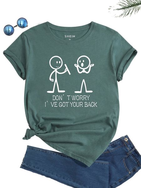 

cartoon and slogan graphic tee y0ty#, White