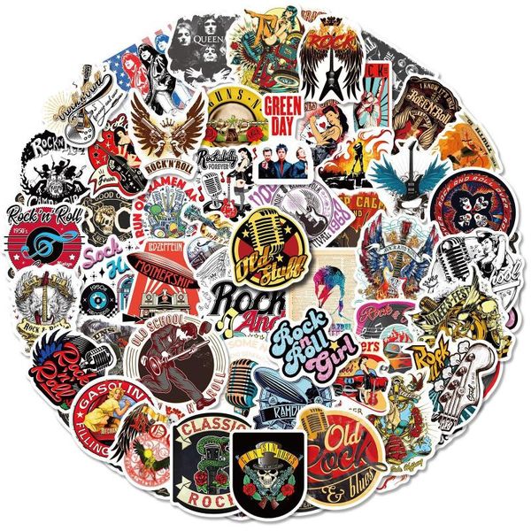 50 Adet Klasik Retro Rock Sticker Metal Müzik graffiti Çıkartmalar DIY Bagaj Dizüstü Bisiklet Etiketler Çıkartmaları Toptan