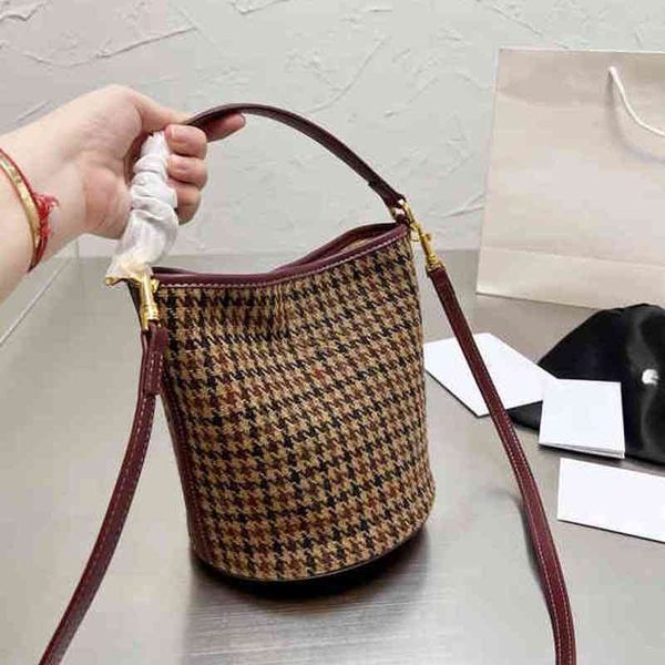 

houndstooth bucket women's shoulder bags designer wallet mobile phone handbags 211220