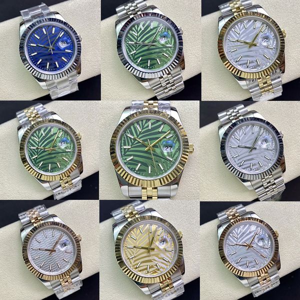 

watches hjd log classic designer watch universal green grass ceramic dial stainless steel strap automatic mechanical movement, Silver