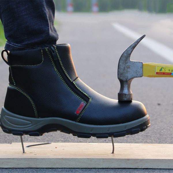 

super size winter safety shoes men steel toe security ankle boots smash puncture proof shoes waterproof work shoes bot for men, Black;red