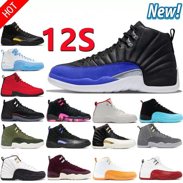 

kids jumpman 12 12s xii basketball shoes taxi dark grey vivid pink french blue gym red children kid students girls boys sports sneaker air j