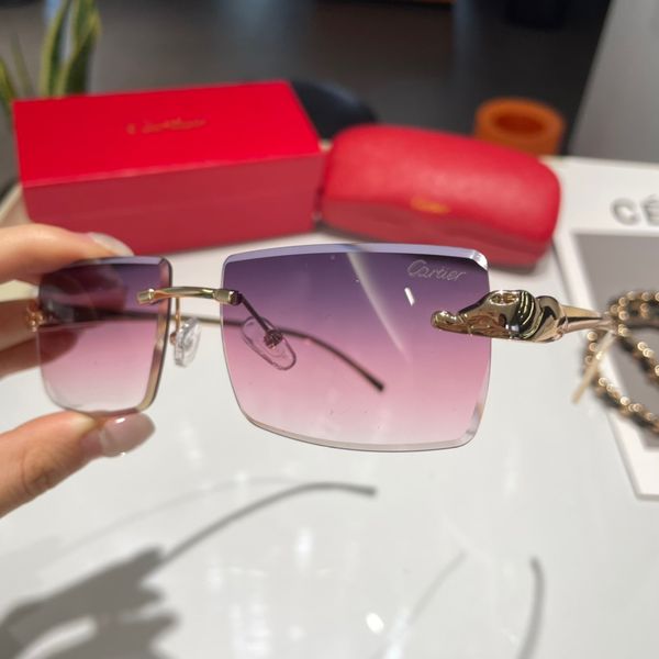 

latest fashion men sunglasses sunshade glasses composite metal rimless optical frame classic rectangle square luxury sunglasses for women, White;black