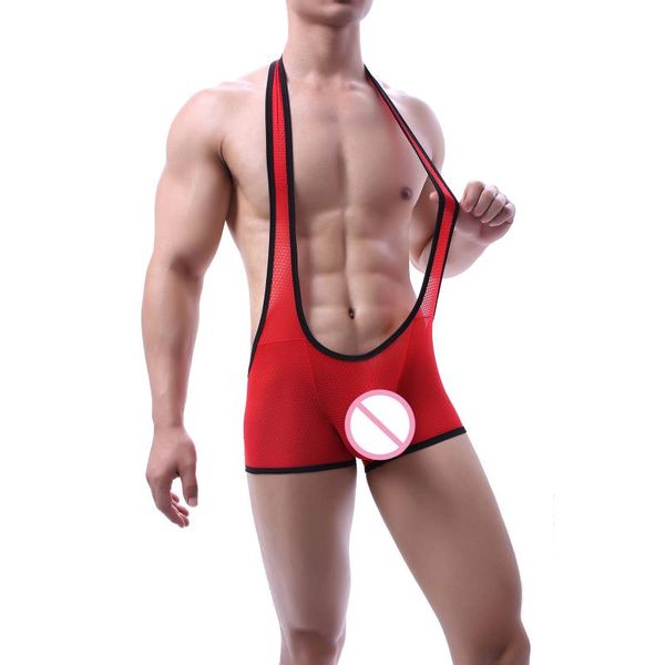 Underpants Clever-Menmode Men's Sexy Penis bainha boxers malha erótica Veja através do Bodysuit Singlet de Clube Aberto Bujumpsuit CMF266und