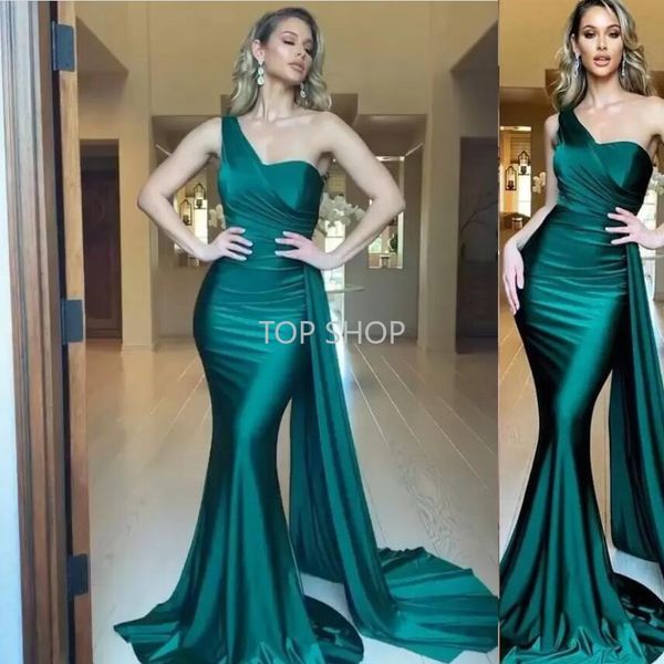 Vestidos elegantes da sereia baile de retaguarda Sexy Spaghetti Strap Ruched Long Night Vestes Prom Dmaida de Brides Vestidos de Fiesta 2022