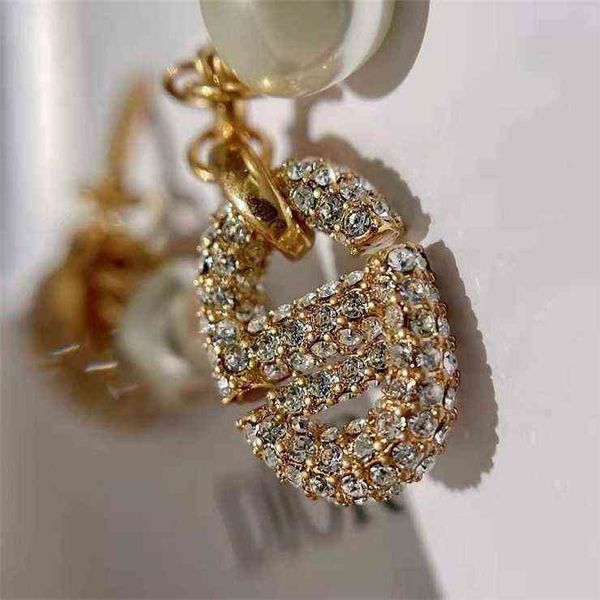 

70% off clearance sale 2022 diamond pearl brass earrings female 925 silver needle, Golden