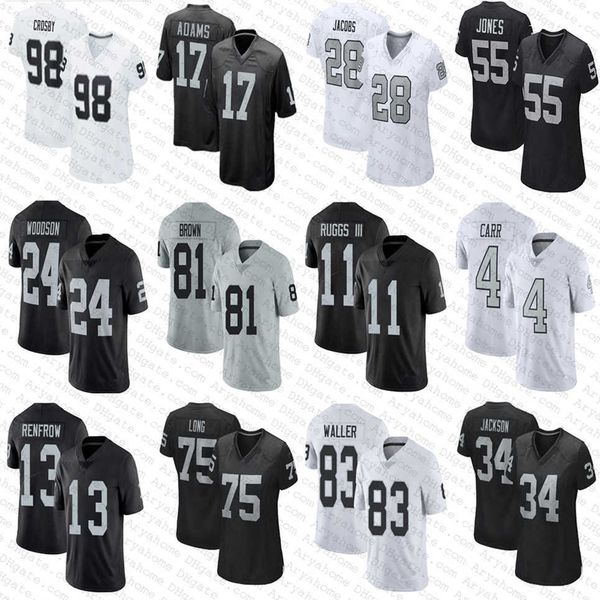 

17 davante adams 55 chandler jones las 98 maxx crosby vegas custom football jerseys 4 derek carr 28 josh jacob raideres darren waller henry, Black