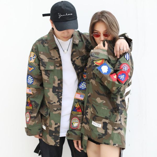 

off designer jacket mens embroidered ow armband cardigan jackets long coat men women streetwear hip-hop camouflage loose casual windbreaker, Black;brown