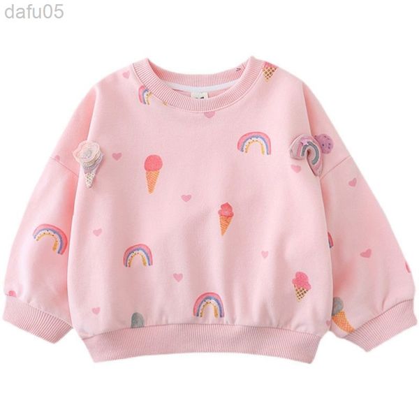 

girls sweatshirts 2021 new children western style pure cotton baby round neck spring and autumn p5634 l220808, Black