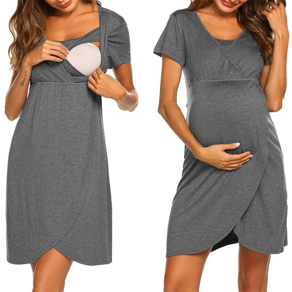 

maternity pajama nightgown v neck breastfeeding dress childbirth nursing nightdress pregnant women nightwear pregnancy sleepwear 220607, White