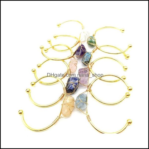 

bangle bracelets jewelry irregar natural crystal stone adjustable gold sier plated for women girl fashion party c dhncn, Black