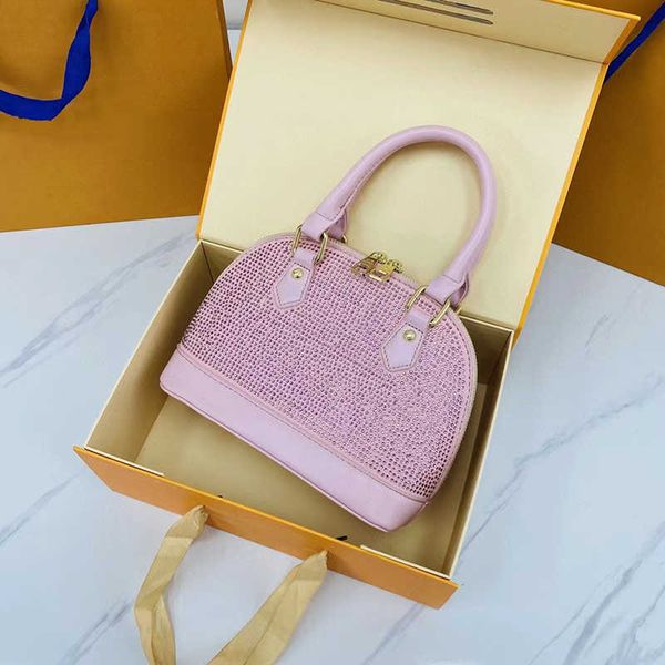 

2022 luxury designer pink sugao ladies tote bag shoulder handbag cute with diamond fashion large capacity wallet shopping bag