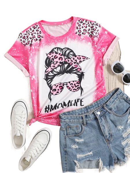 

leopard & figure print tee i7jn#, White