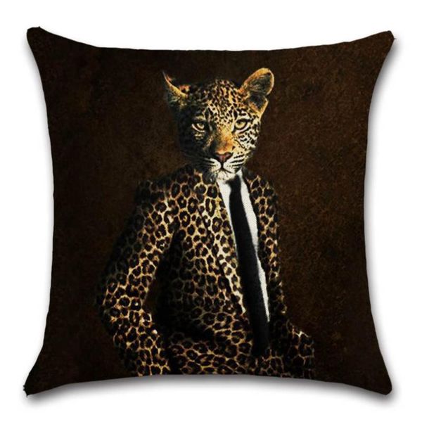 Kissen/Dekokissen Tier Mr. Cheetah Print Leinen Kissenbezug Dekorative Heimdekoration Sofa Stuhl Autositz Freund Kinder Junge Schlafzimmer GIF