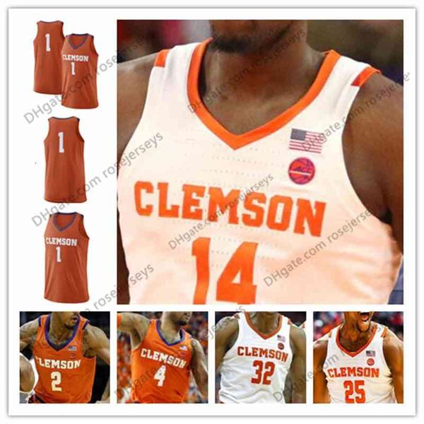 

ncaa clemson tigers #10 gabe devoe 0 clyde trapp 15 john newman iii 24 david skara 35 javan white orange college basketball jersey, Black